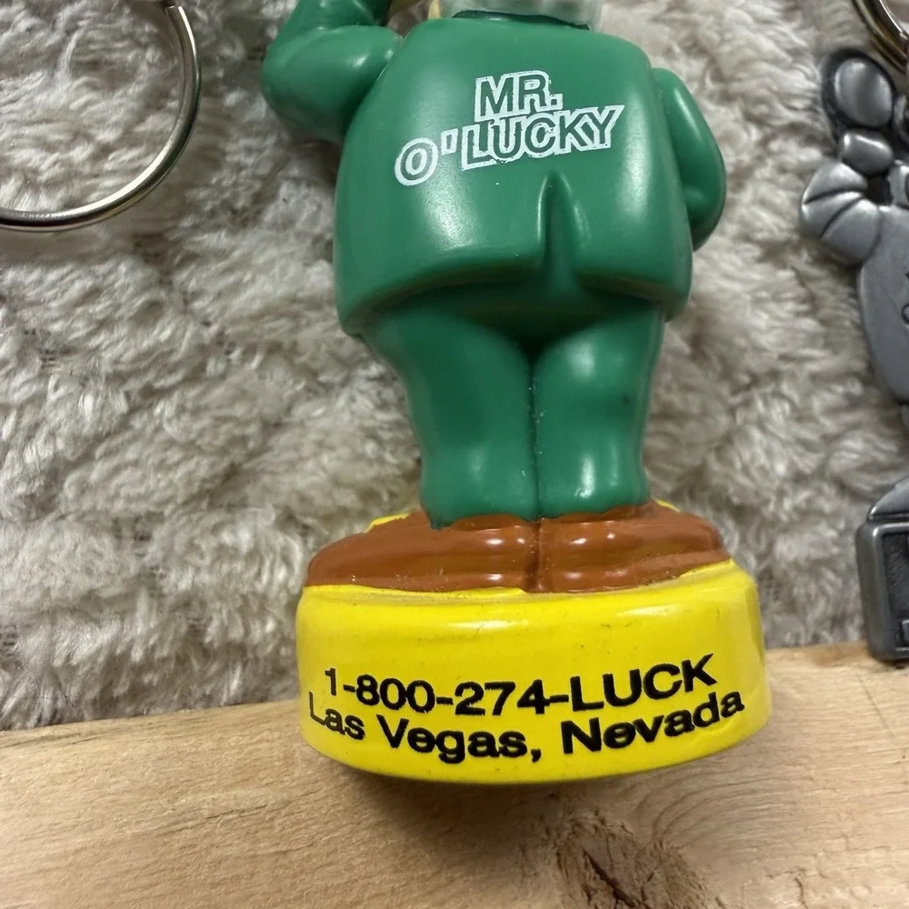 Vintage Las Vegas Fitzgeralds Casino‎ Mr. O'Lucky Figurine Keychain FOB Souvenir